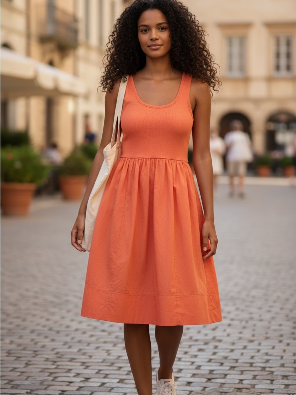 Reitmans  women's Coral Ribbed Tank Dress size small